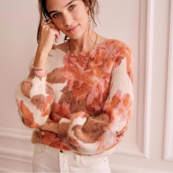 Sezane Alban Mohair Knit Floral Sweater Multi Colors Fits XS to S - Picture 15 of 17